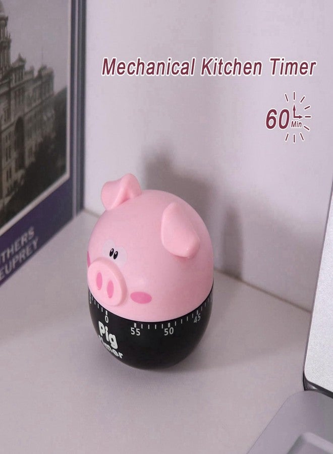 HAOHIZE Cute Cartoon Pig Kitchen Timer Mechanical Timers Counters for Cooking Timing Tool Portable Alarm Clock Kitchen Cooking Tool Cooking Mechanical Home Decor Counter (Pink) - Image 4
